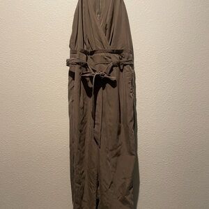 Brown Wrap Dress with Belt